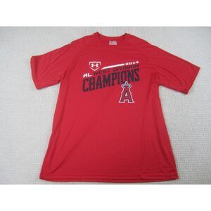 Anaheim‎ Angels Shirt Mens 2XL XXL Red 2014 AL West Division Champions Short Slv